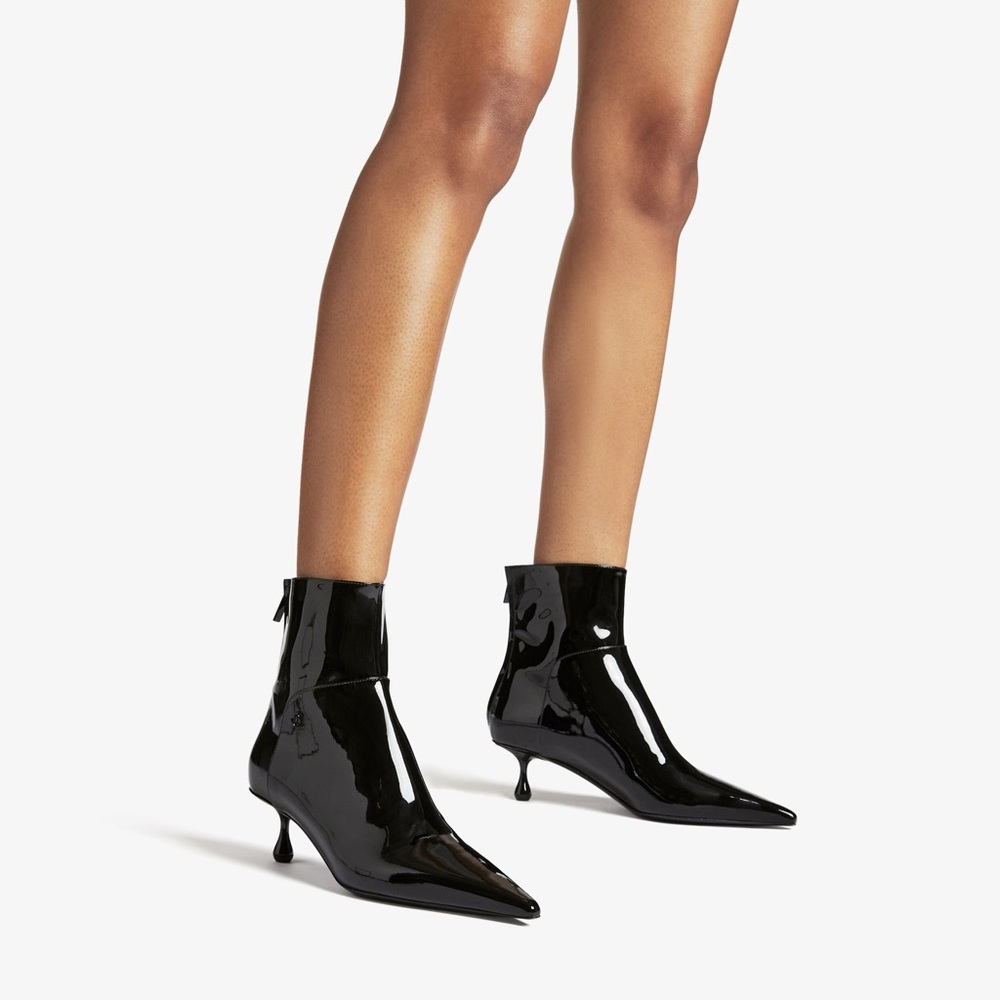 New JIMMY CHOO Cycas Ankle Boot 50 Black Patent Leather Ankle Boots $1,275 39